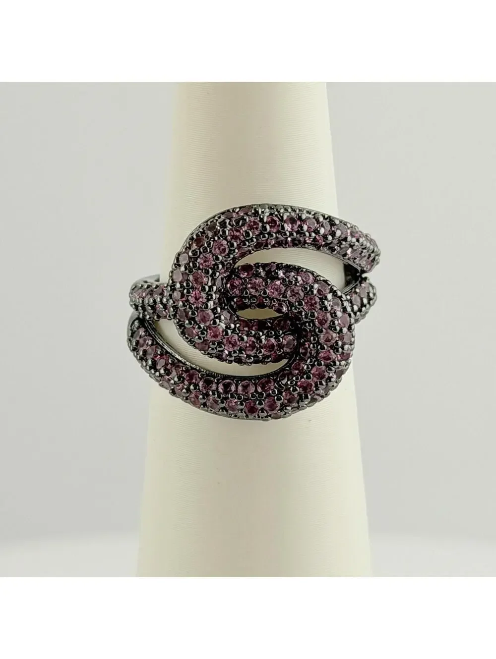 Bomb Party Ring Sz 6 “Sunlit Breeze” RG76893 Pave Pink Sapphire on Hematite